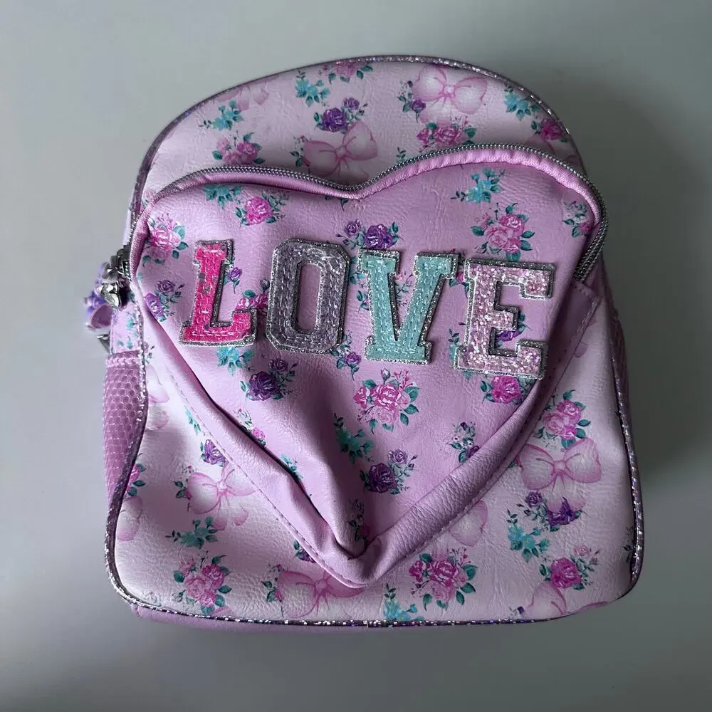 OMG ACCESSORIES Kids' Love Bow Print Mini Backpack In Cotton Candy